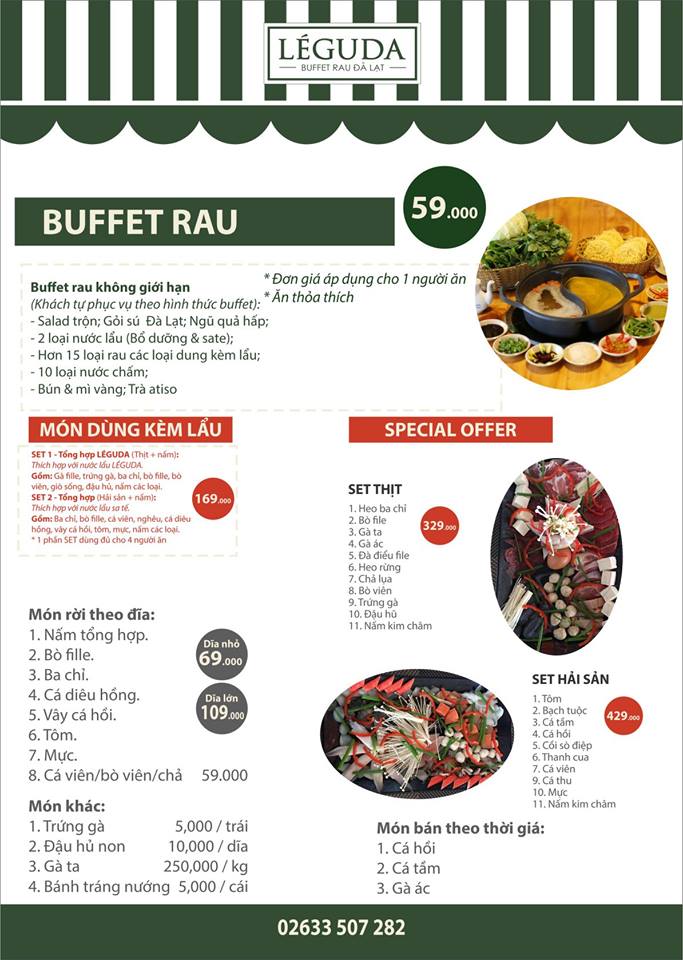 Menu và những món ăn nổi bật ở nhà hàng buffet rau LÉGUDA Đà Lạt